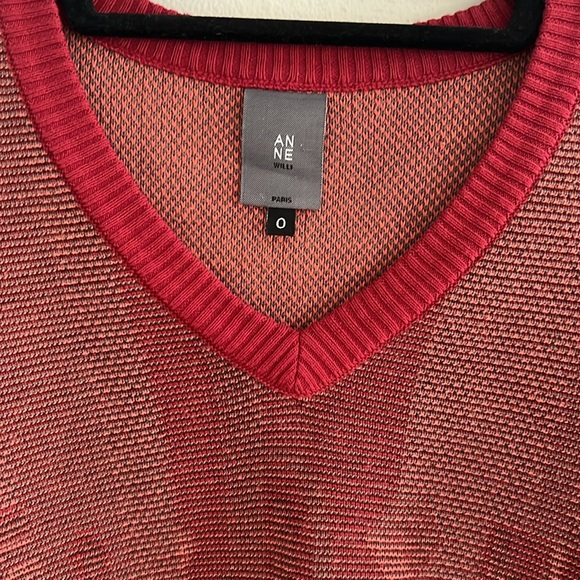 Anne Willi (Parisian Designer) Red V Sweater - Picture 2 of 4